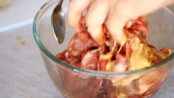 腌肉的烹饪 — 图库视频影像