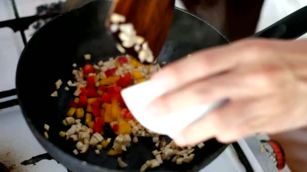 Kochen durch Rühren gebraten — Stockvideo