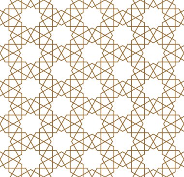 Kahverengi renklerde kusursuz Arap geometrik süsü.
