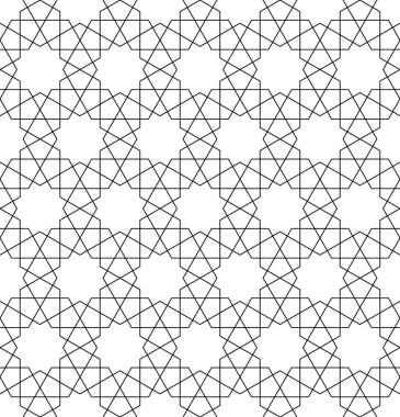 Siyah beyaz sorunsuz Arapça geometrik süsleme.