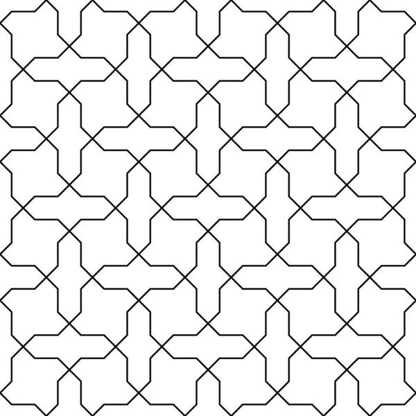 Nahtloses arabisch-geometrisches Ornament in Schwarz und Weiß. — Stockvektor