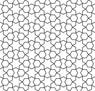 Siyah beyaz sorunsuz Arapça geometrik süsleme.