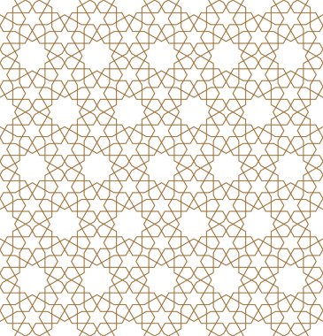 Kahverengi renklerde kusursuz Arap geometrik süsü.
