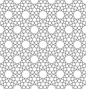 Siyah beyaz sorunsuz Arapça geometrik süsleme.
