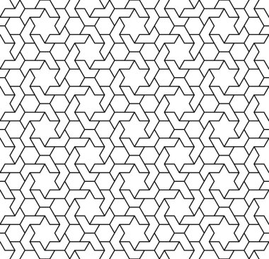 Siyah ve beyaz olarak kusursuz Arap geometrik deseni.