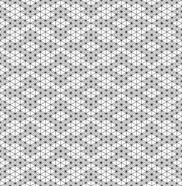 Japon marangoz stili Kumiko Zaiku 'dan esinlenilmiş kusursuz geometrik desen. - Siyah ve beyaz..