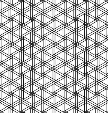 Japon marangoz stili Kumiko Zaiku 'dan esinlenilmiş kusursuz geometrik desen. - Siyah ve beyaz..