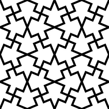 Siyah beyaz sorunsuz Arapça geometrik süsleme.