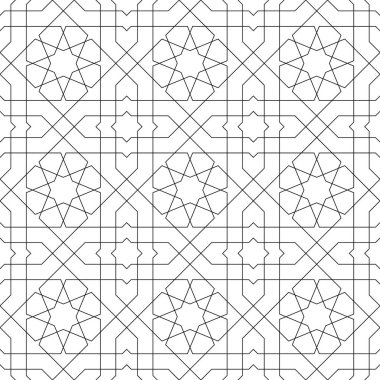 Siyah beyaz sorunsuz Arapça geometrik süsleme.
