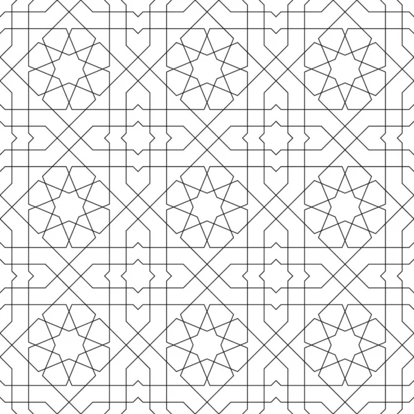 白と黒のシームレスなアラビア語の幾何学的な飾り. — ストックベクタ