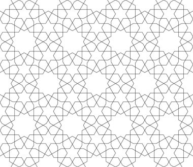 Siyah beyaz sorunsuz Arapça geometrik süsleme.
