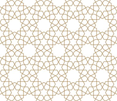 Kahverengi renklerde kusursuz Arap geometrik süsü.