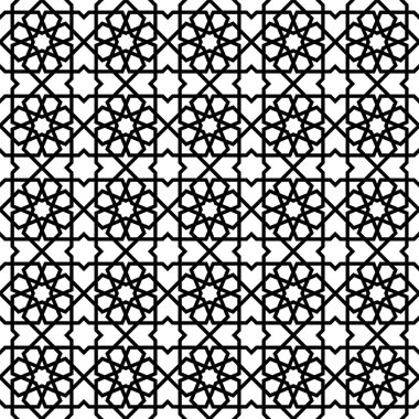Siyah beyaz sorunsuz Arapça geometrik süsleme.