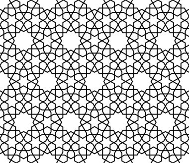 Siyah beyaz sorunsuz Arapça geometrik süsleme.