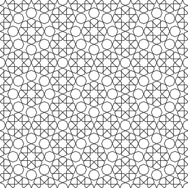 Siyah beyaz sorunsuz Arapça geometrik süsleme.
