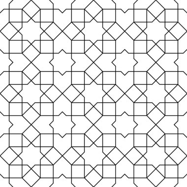 Siyah beyaz sorunsuz Arapça geometrik süsleme.