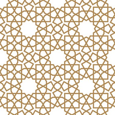 Kahverengi renklerde kusursuz Arap geometrik süsü.