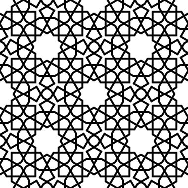 Siyah beyaz sorunsuz Arapça geometrik süsleme.