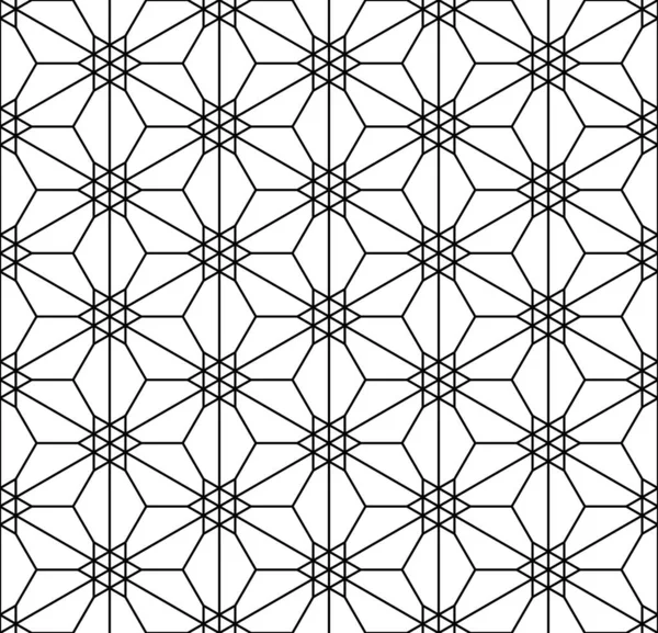 Sömlös traditionell japansk geometrisk prydnad .Svarta linjer och vit bakgrund. — Stock vektor