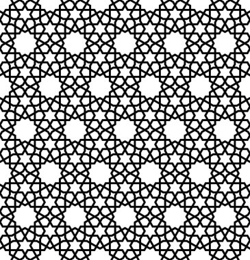 Siyah beyaz kusursuz Arap geometrik süsü. Kalın çizgiler..