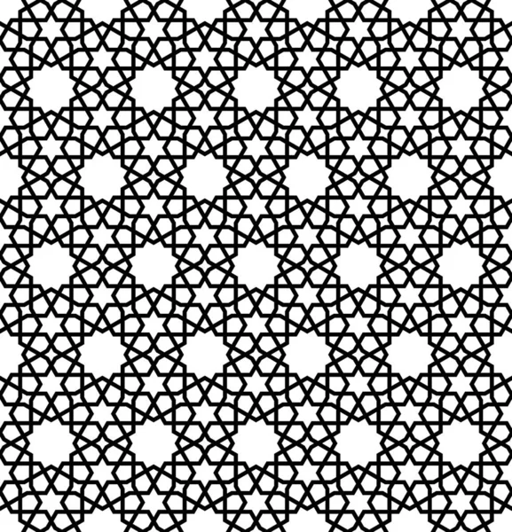 Siyah beyaz kusursuz Arap geometrik süsü. Kalın çizgiler.. — Stok Vektör