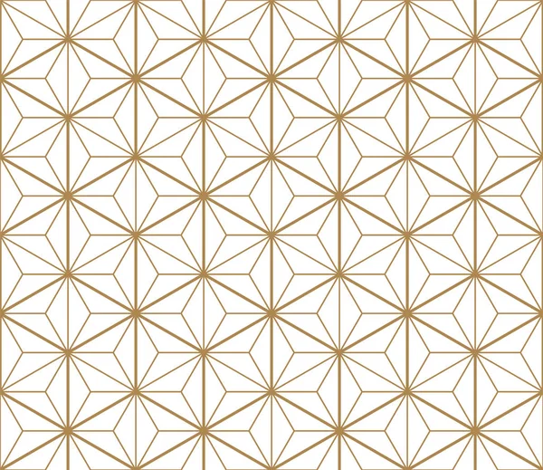 Seamless japanese pattern shoji kumiko in golden.Diamonds grid. — ストックベクタ