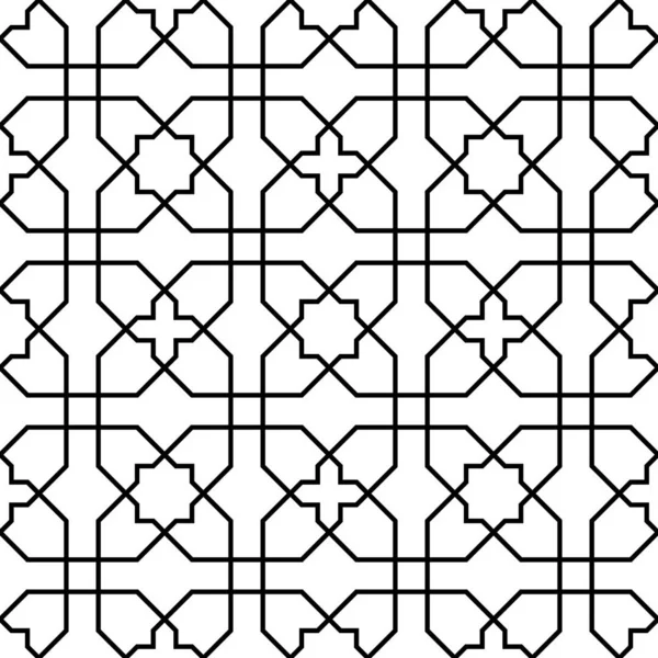 Ornement géométrique arabe sans couture en noir et blanc. Lignes d'épaisseur moyenne . — Image vectorielle