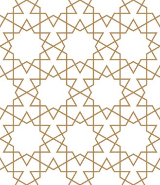 Kahverengi renkte kusursuz Arap geometrik süsü. Ortalama kalınlık çizgileri.