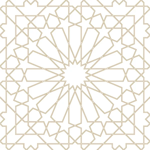 Nahtlose arabische geometrische Ornamente in brauner Farbe.durchschnittliche Dicke lines.contoured. — Stockvektor