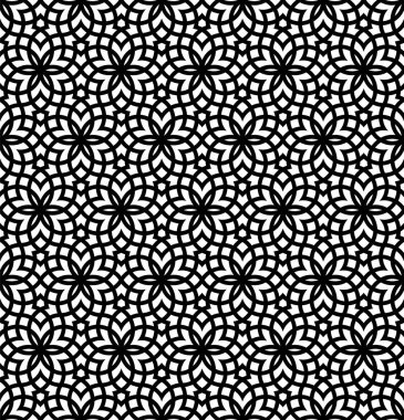 Siyah beyaz sorunsuz Arapça geometrik süsleme.