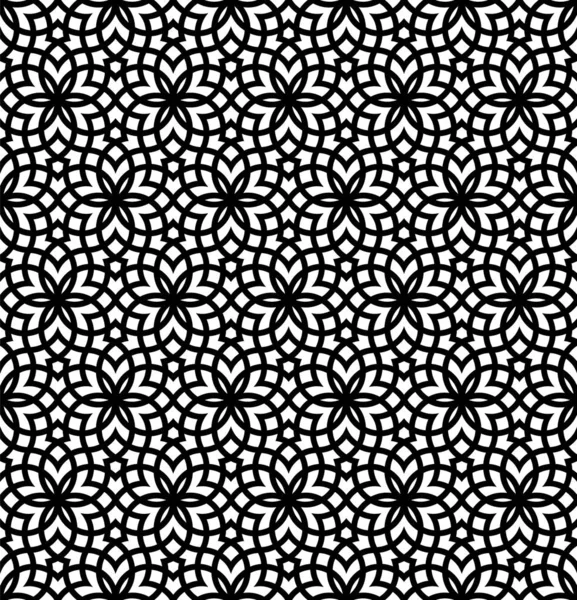 Decorazione geometrica arabica senza cuciture in bianco e nero . — Vettoriale Stock