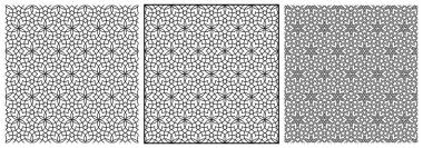 Seamless arabic geometric ornament in three versions.Black color lines on white background.