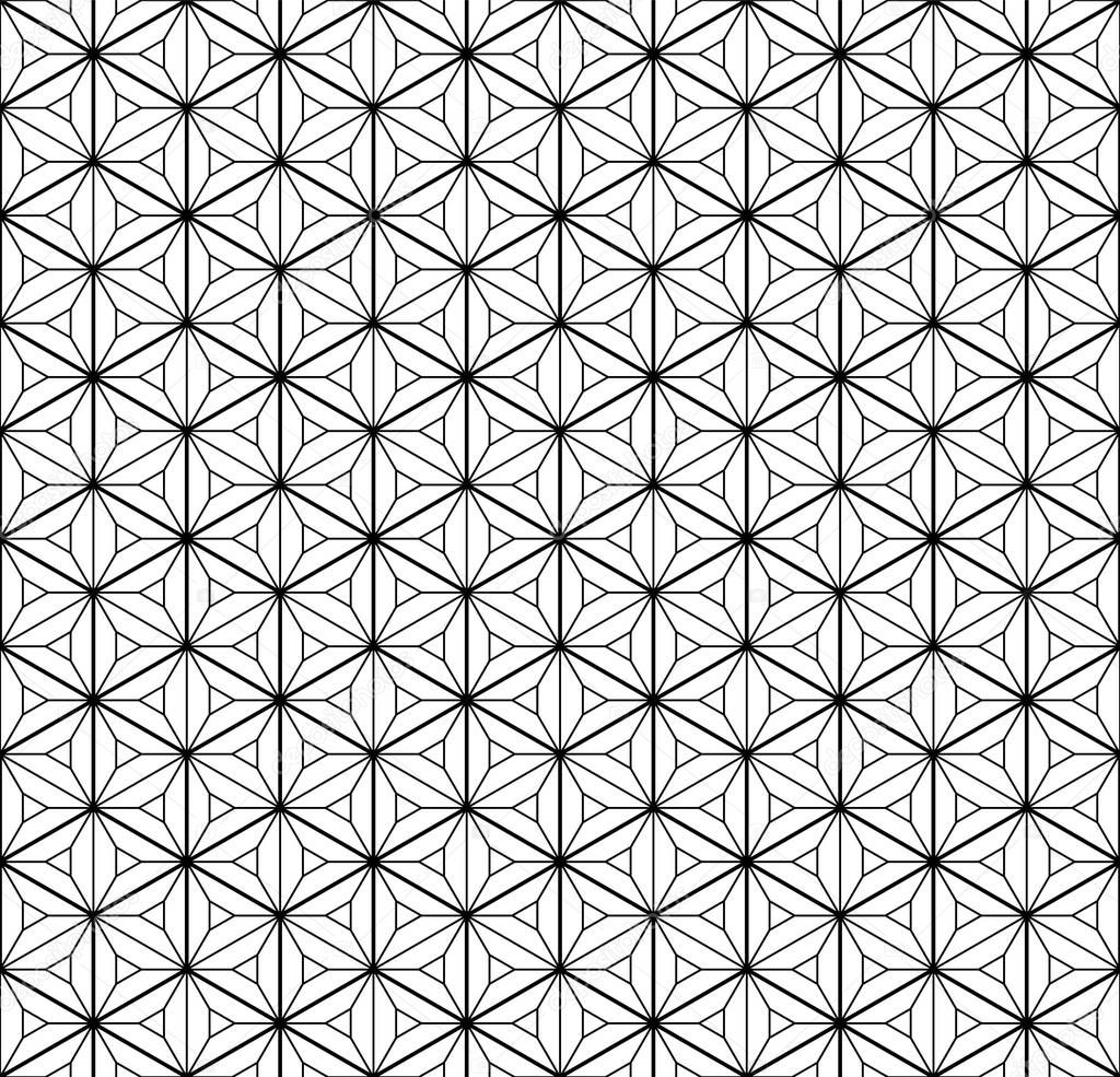 Seamless japanese pattern shoji kumiko in black lines.Diamonds grid.