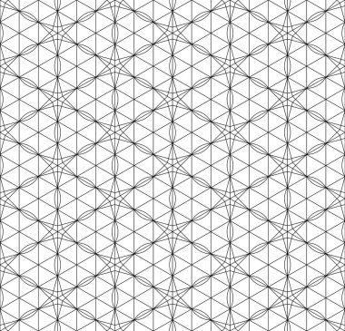 Japon tarzı Kumiko 'ya dayanan kusursuz geometrik desen. Siyah ve beyaz siluet. Güzel çizgiler..