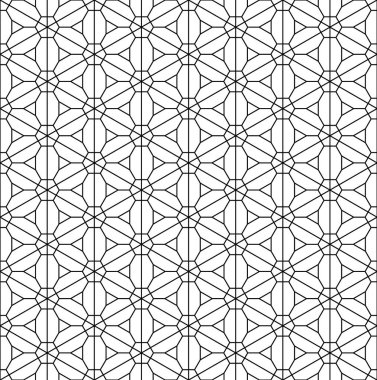 Kusursuz desen. Kumiko stilinde. Siyah beyaz. İnce çizgiler..