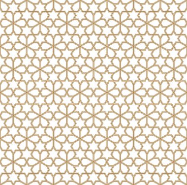 Geleneksel Arap sanatına dayalı kusursuz geometrik süsleme. Kahverengi renk çizgileri. Kumaş, tekstil, kapak, ambalaj kağıdı, arka plan için harika tasarım..