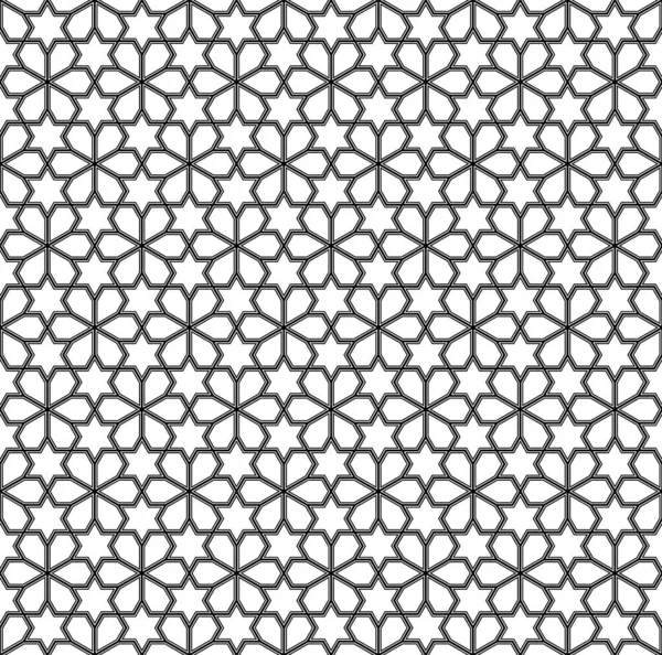 Бесшовный Геометрический Орнамент Основанный Традиционном Арабском Искусстве Muslim Mosaic Black — стоковый вектор
