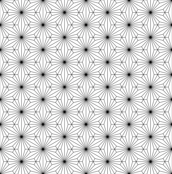 基于日本装饰品Kumiko黑白相间轮廓的无缝图案 — 图库矢量图片