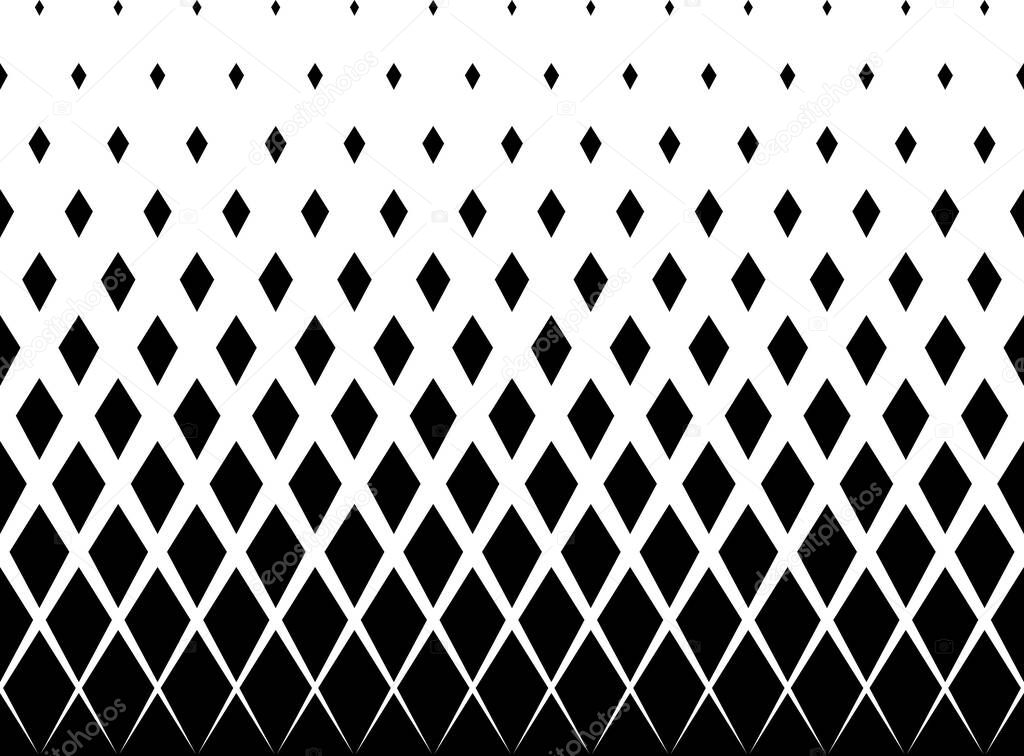 Geometric pattern of black diamonds on a white background.Seamless in one direction.Option with a short fade out. 12 figures in height.
