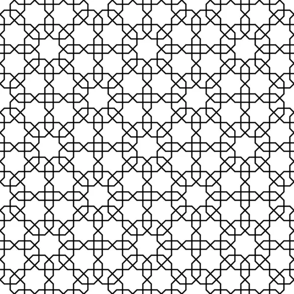 Seamless Geometric Ornament Based Traditional Arabic Art Black Lines White — стоковый вектор