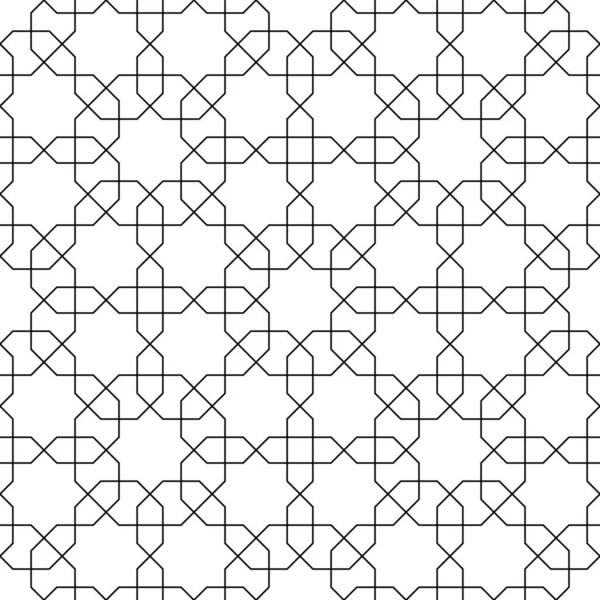 Seamless Geometric Ornament Based Traditional Arabic Art Black Lines White — стоковый вектор