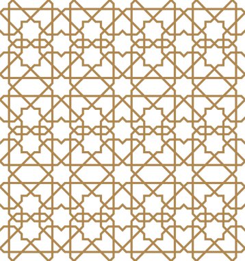 Geleneksel Arap sanatına dayalı kusursuz geometrik süslemeler. Kahverengi renk çizgileri. Kumaş, tekstil, kapak, ambalaj kağıdı, arka plan..