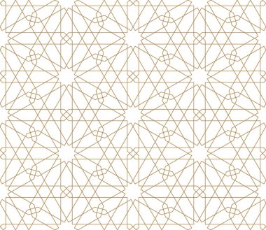 Geleneksel Arap sanatına dayalı kusursuz geometrik süsleme. Kahverengi renk çizgileri. Kumaş, tekstil, kapak, ambalaj kağıdı, arka plan için harika tasarım..