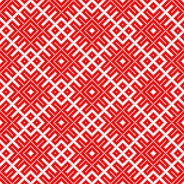 Kareler tarafından yapılan geleneksel Rus ve Slav süslemelerine dayanan kusursuz desen .