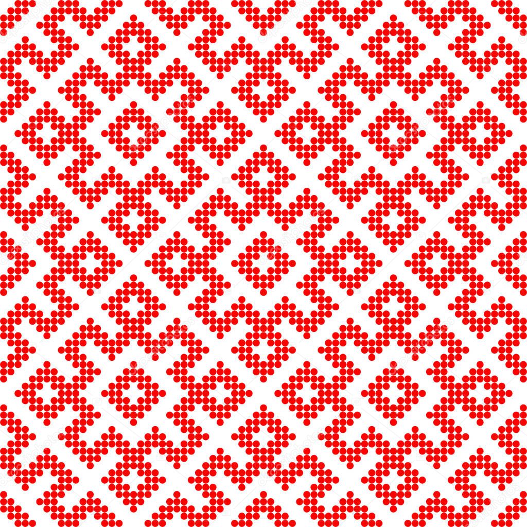 Traditional ethnic Russian and slavic ornament.The pattern is filled with red circles.