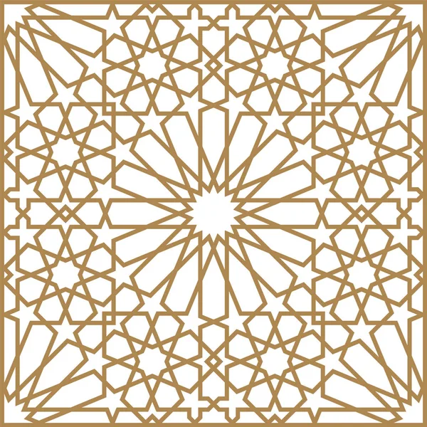 Geleneksel Arap sanatına dayalı kusursuz geometrik süsleme. Kahverengi renk çizgileri. Kumaş, tekstil, kapak, ambalaj kağıdı, arka plan. Kalın çizgiler..