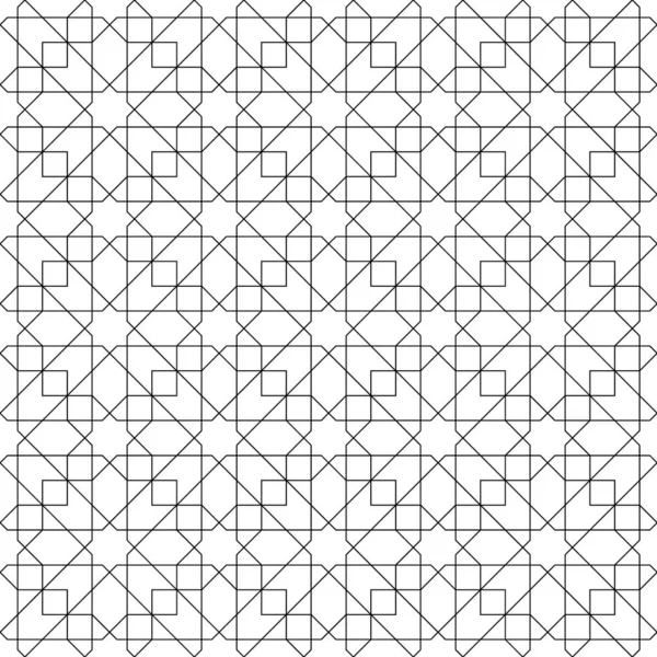 Seamless Geometric Ornament Based Traditional Arabic Art Black Lines White — стоковый вектор