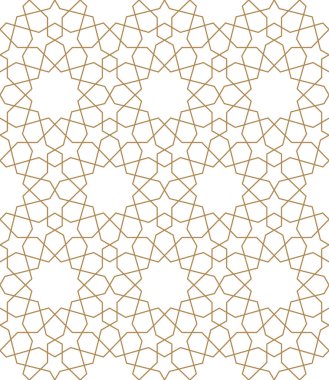 Kahverengi renkte kusursuz Arap geometrik süsü. Ortalama kalınlık çizgileri.