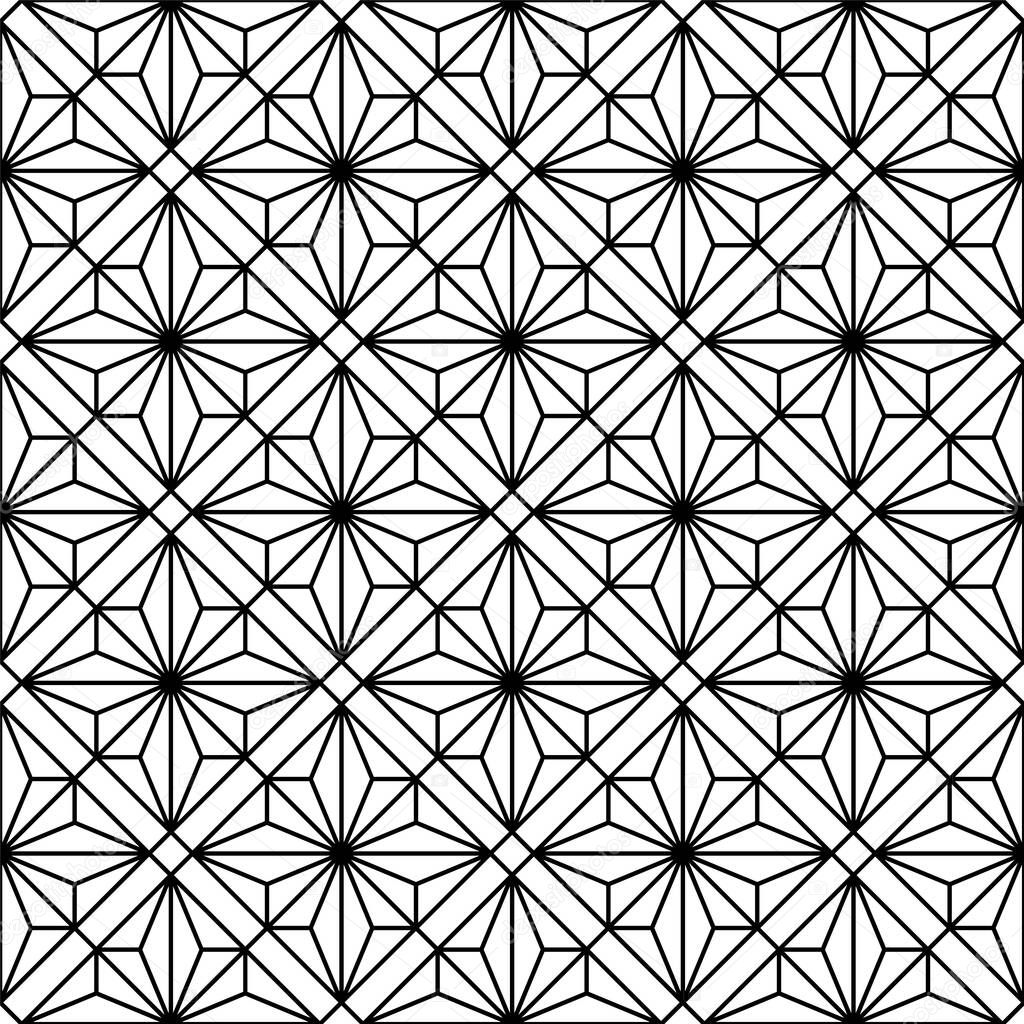 Seamless geometric pattern.Black and white color.Great design for print, lasercutting, engraving.Average thickness lines.
