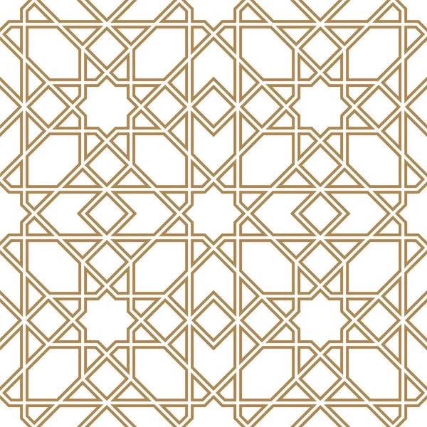 Geometryczny Ornament Bezszwowy Oparty Tradycyjnej Sztuce Arabskiej Brązowe Linie Kolorystyczne — Wektor stockowy